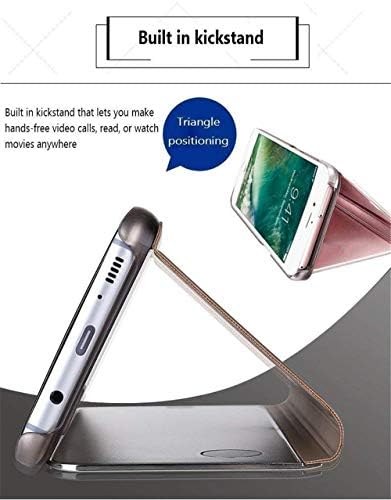 Bichong Компатибилен Со Samsung Galaxy S10E Случај Со Kickstand Flip Кожа Јасен Поглед Шминка Огледало Сјај Луксузен Шок Отпорен Заштитен