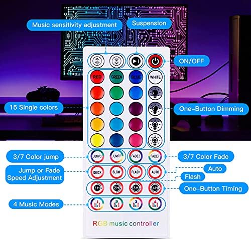 LED светлосни ленти со далечински управувач, 65,6ft боја што се менува RGB LED ленти Светла Синхронизација со музика, ленти