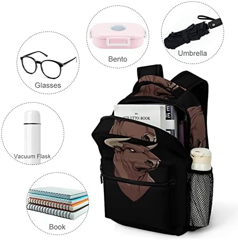 Елегантни ранец за патувања со глава на бикови, модна торба со рамо, мала тежина, мулти-џебна дневна пакет за училишна студија работа