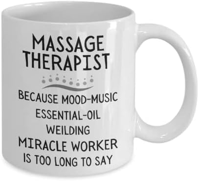 Кригла за подароци за масажа на терапевт, хумор за масажа, спа есенцијални масла, чаша чај од чај од кафе