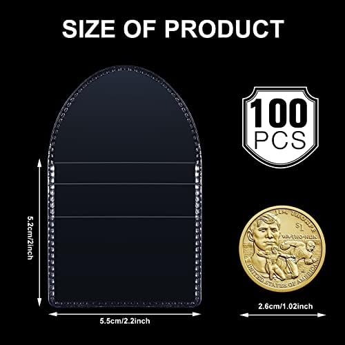 100 Парчиња Еднократна Џебна Монета Превртува 2 х 2 Инчи Индивидуални Јасни Пластични Ракави За Сечење Држачи За Монети Држач За Мали Монети Монети