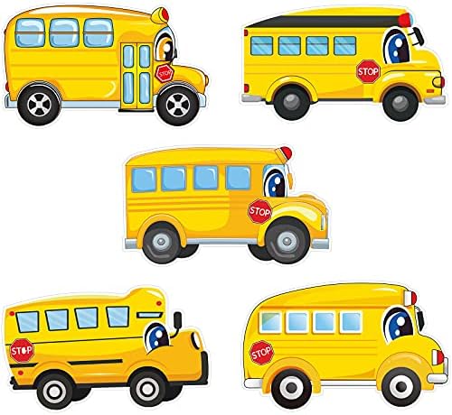45 Парчиња Шарени Исечоци На Училишни Автобуси, Акценти На Автобуси Исечоци На Хартија Ознаки За Имиња Етикети Жолта Автобуска Забава Декорација
