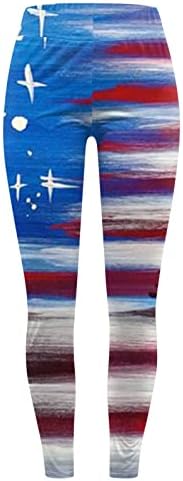 Американско знаме Патриотски нозе со високи патриотски starsвезди со високи половини, ленти панталони вежбање тренинг тренинг јога панталони