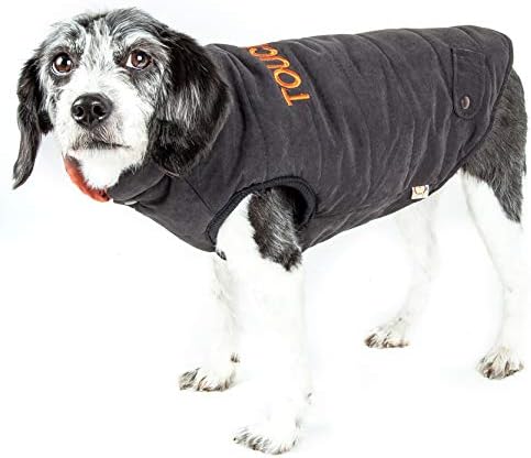 Моден дизајнер на допир на допир „Waggin Swag“ Реверзибилна 3М изолирана јакна за палто за миленичиња, средна, кафеава / портокалова