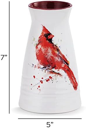 Демдако Дин Крусер Црвенокосиот кардинал Птица акварел црвена 7 x 5 сјајни керамички камења вазни