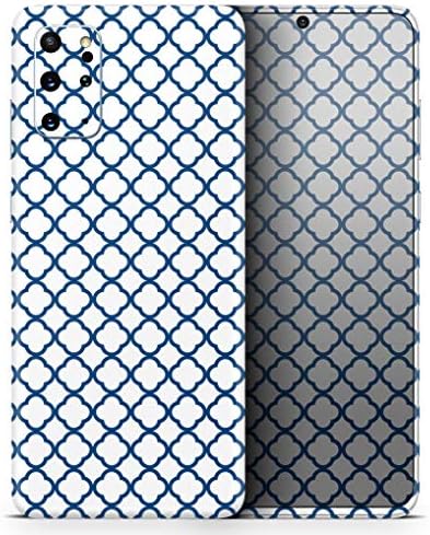 Дизајн Скинц морнарица и бела лесна мароканска шема v2 заштитен винил декларална обвивка за обвивка на кожата компатибилен со Samsung Galaxy
