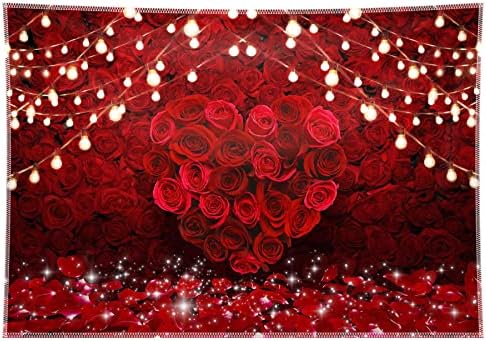 ICUCUEI 7x5ft Црвена Роза Фотографија Позадина Цветен Ѕид Денот На Вљубените Свадба Невестински Ден На Мајката Роденден Декорација Фото Кабина