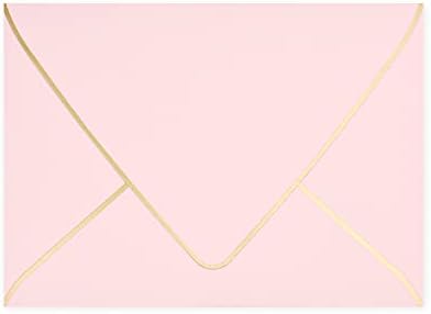 50 Спакувајте А6 Розови Пликови за 4х6 Картички-Само Печат, Со Златна Граница, Совршен За Свадби, Роденден, Покани, Туш За Бебиња|Густа
