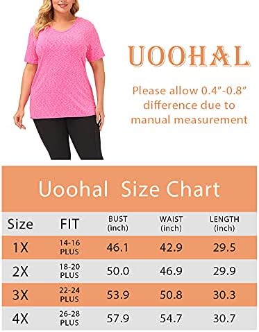 Uoohal жени плус големина врвови на тренингот јога краток ракав лето лабава фит кошули