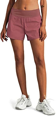 M Moteepi Womens High Wealisted Shorts со лагер атлетски спортски шорцеви со телефонски џебови двоен слој