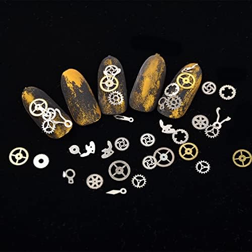 Katfan ултра-тенки 3Д панк-метални нокти sequins decal time gears cogs нокти уметнички шарми steampunk злато сребрени нокти столпчиња легури за