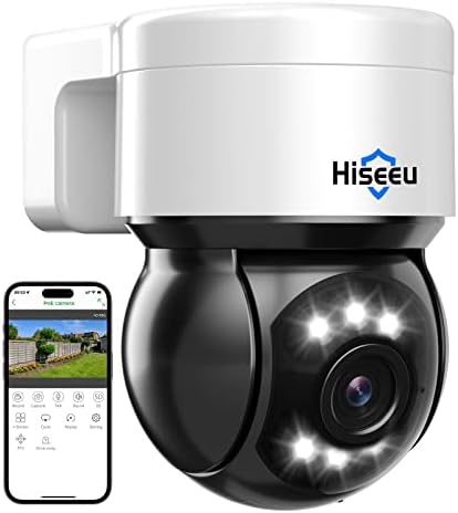 Hiseeu [Auto-Tracking] 5MP POE PTZ Security Camera Outdoor, Home Security камери w/2 Way Audio, Alarm Alarm & Sound Alarm, Night