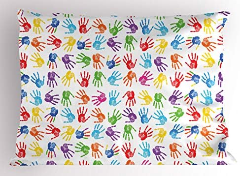 Амбесон Шарени Перница Шам, Човечки Отпечаток Акварел Боја Ефект Отворени Дланки Колаж Уметност Работа Печатење, Декоративни