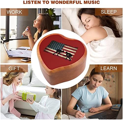 Nudquio USA Flag Wrestling-1 Wood Music Box Hearted Sharted Grabate Musical Case