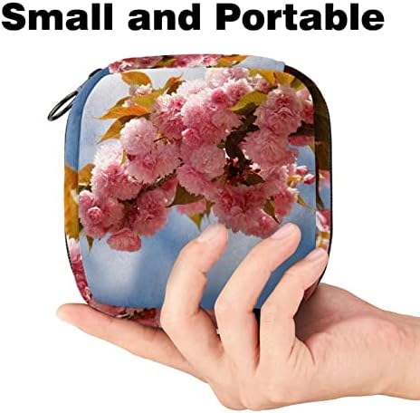 Санитарна торба за складирање на салфетки, торба за период, торба за тампон, торба за шминка, јапонска розова цветна шема