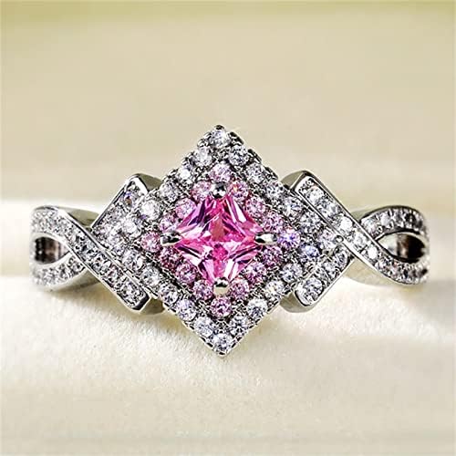 Ringвони накит женски циркон подарок розов креативен дијамантски прстен гроздобер женски прстени