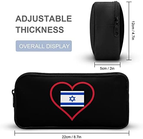 Го сакам Израел Црвено срце со висок капацитет со молив Пенки за пенкало, преносна торба за пенкало, симпатична торбичка за складирање