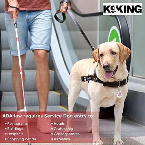 K9KING SERVICE DOG TAG TAGE DOWED FEFERATION PRECTARE со црвен медицински сигнал симбол ПЕТ ИД Ознаки 1,25 инчи. Лесно прикачете