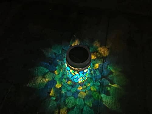 Мозаик соларна фенер на отворено виси светла asonидарска тегла соларна маса, водоотпорна за градинарски двор, украс на фармата, декорација на стакло