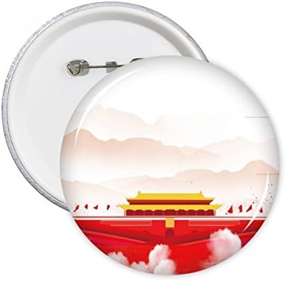 Црвено знаме Tiananmen Mountain Fog Round Pins Bagge Babge копче Амблем додаток за декорација 5 парчиња