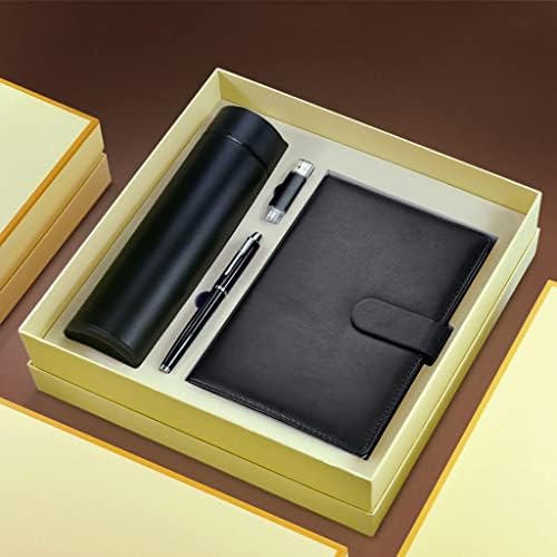 N/A 4PCS Постави термос чаша со кутија за подароци за тетратка за пенкало USB флеш -уред не'рѓосувачки челик вакуум колба Изоли Куп канцеларија Бизнис подарок