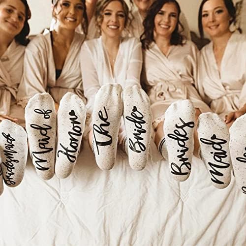 WIFFGO Bridesmaid Gifts For Women Her Bachelorette Party Favors Engagement Fuzzy Socks Cute Bride Socks Wedding Gifts