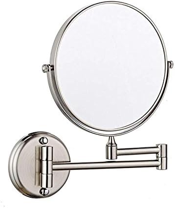 Огледало за шминка 8inch двојно монтиран wallид монтиран, 3x зголемување со дупчење без дупчење никел