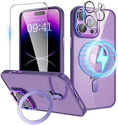 Niufoey за Iphone 13 Pro Max Магнетни Kickstand Случај, [Компатибилен Со Mag Безбедно] [Мат Bumber &засилувач; Хард Назад] [Сјајна Камера