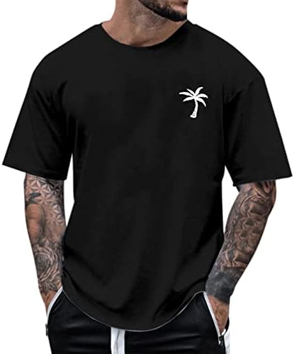 XXBR Машки кратки ракави маици летни хавајски печатени екипаж на екипажот на вратот на вратот на атлетските спортови за обична плажа