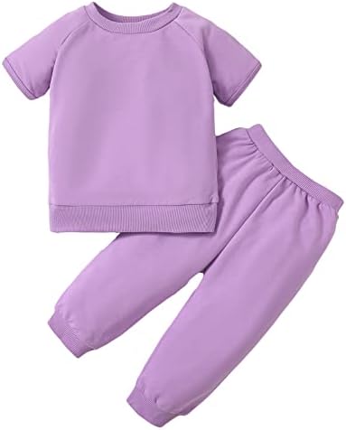 Дефан дете бебе момче облека облека цврста маичка кратка/долга ракав Топ панталони 2 парчиња лето бебешка облека поставена потта