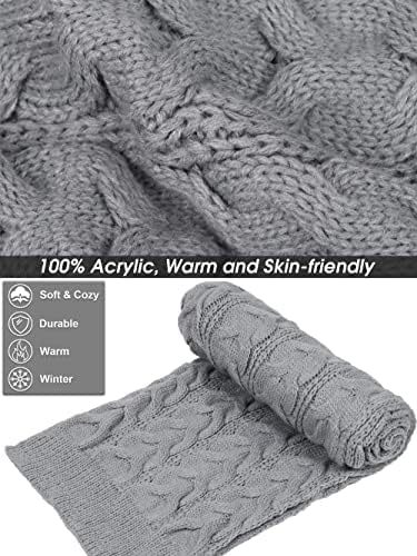 Uratot 4 пакет Зимски плетен сет дебел плетен плетена шамија на ракавици за уши за потоплите за мажи или жени