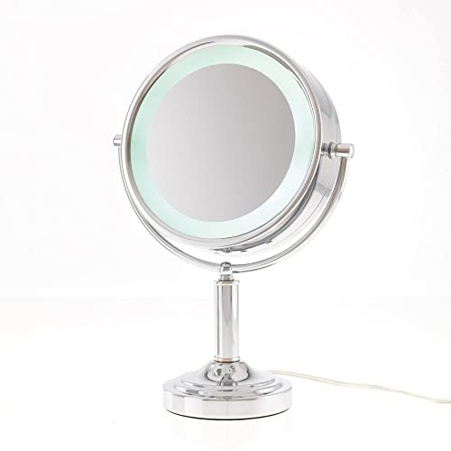 Led Осветлено Огледало Двострано Зголемување ОД 15X, Сребрен Хром