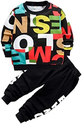 Aiihoo Kids Boys 2 парчиња атлетски атлетски џебови за азбука за печатење џемпери и панталони Спортски сет