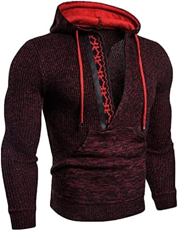 XXBR плетени дуксери за мажи, есен зимски патент со качулка со качулка, случајни топло ребро плетено волна пулвер џемпер