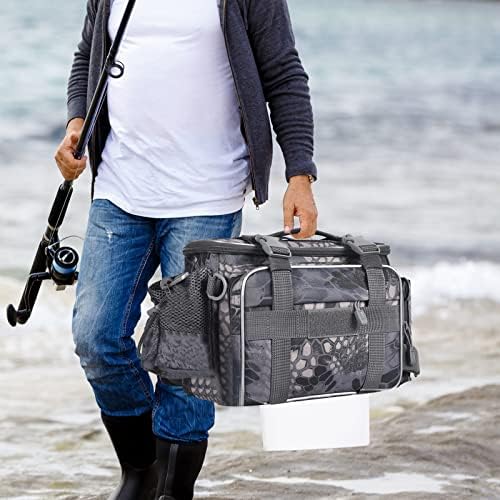 Инсталарна торба за риболов, торби за риболов со кутии за справи, торба за справи за човек со фиоки и држач за шипки мултифункционални водоотпорни