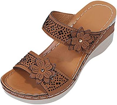 Salените во Салифун летни сандали, римски романски сандали со отворен пети ретро бохемија патент леопард сандали обични летни чевли на плажа