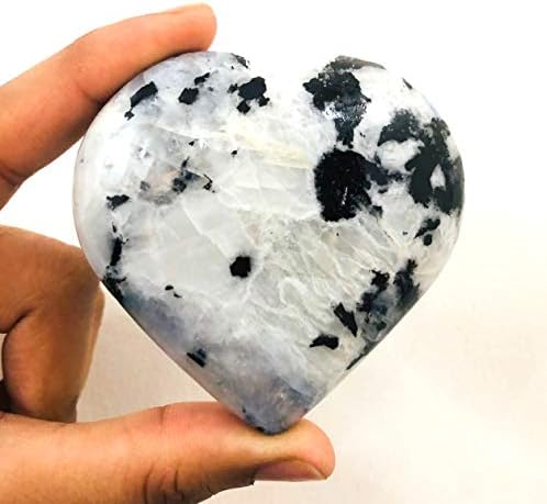 Crystalmiracle Природно виножито месечина од 45 мм срцев карпа Кристал за лекување скапоцен камен рачно изработена велнес loveубов psyhic енергија