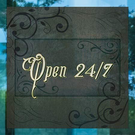 CGSignLab | Отвори 24/7 - Викторијанска Рамка Прицврстување На Прозорецот | 24 x24
