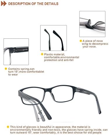 Heeyyok 4-пакувања очила за читање мажи 2,50, големи читатели на плоштад, правоаголна рамка ， преголеми читатели на удобност со пролетна шарка