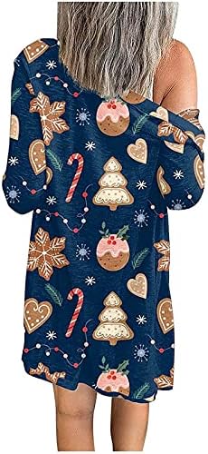 Долга ракав Туника блуза женска домашна зимска трендовски врвови на полиестер без мека плетена удобност Дедо Мраз Туника