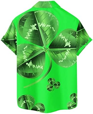 Денот на свети Патрик Менс Копче Надолу Кошули Краток Ракав Секојдневен Плажа Блузи Зелена Графички Редовни Одговара Боречка Кошула