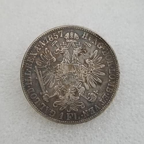 Антички Занаети Австрија 1857 Б Месинг Позлатен Сребрен Долар Сребрена Тркалезна Колекција За Надворешна Трговија