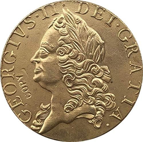 24-К Позлатена 1751 Обединетото Кралство 1 Гвинеја-Џорџ Втори Монети Копија Кописувенир Новина Монета Подарок