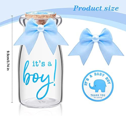 Гроздобер млеко фаворит тегла DIY бебе за туширање за бебиња фаворизираат пупки вазни млечни шишиња бебе девојче момче туш со лента лак