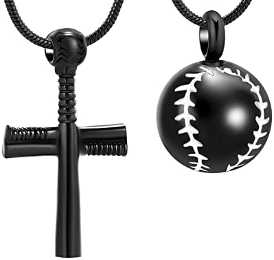 2 парчиња поставени црни урни ѓердан спортисти вкрстуваат со 20мм Бејзбол спомен на накит за накит