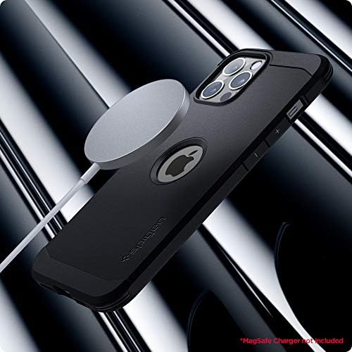 Спиген Цврст Оклоп Маг [Технологија За Екстремна Заштита] Компатибилен Со Магсафе Дизајниран За Iphone 12 / iPhone 12 Pro Случај-Црно