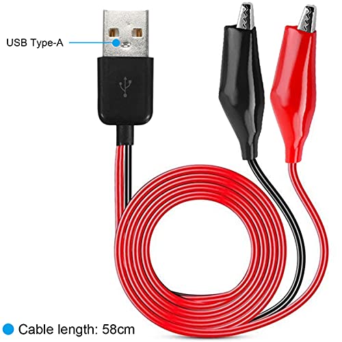 ДКАРДУ 10 парчиња алигаторски клип до USB, крокодилни стеги до USB тип-А машки конектор кабелски кабелски води за тестирање на опрема