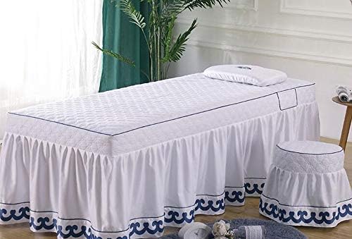Сет за маса за масажа во вез ， чиста боја за дишење памук за убавина за кревет 4-парчиња Едноставен салон за кревети на салони-Д 190х70см