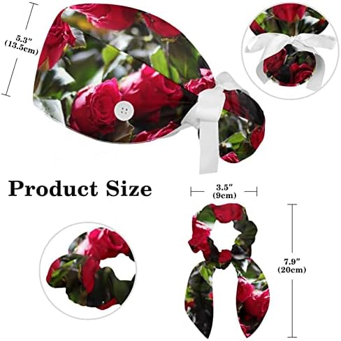 Црвена loveубов романтични цвеќиња прилагодливо капаче за чистење со копчиња лак за коса, пискава џемпери