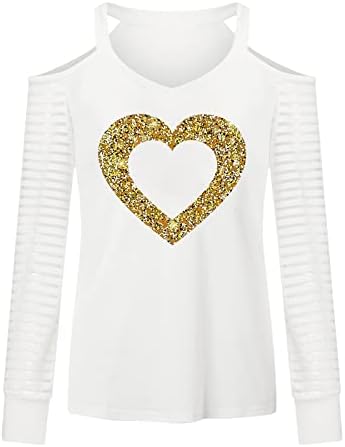 V вратот девојки лето есен 2023 облека долга ракав ладно рамо памучно графичко лабава маичка за блуза за дама К4